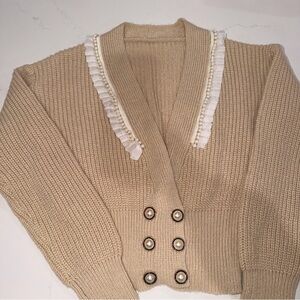 Tan Button-Front Cardigan